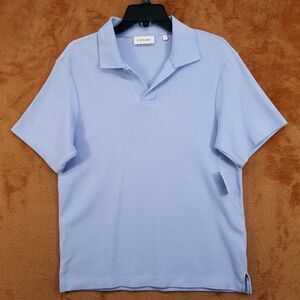 FRAME DENIM Polo Shirt Mens Small Baby Blue Pullover Jacquard Knit $168